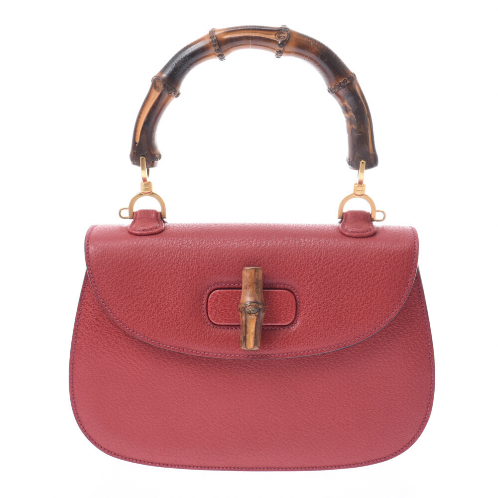 Gucci Bag Handbag Handle Bamboo Pigskin Red Top - Picture 2 of 11